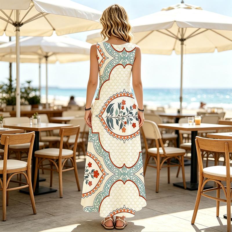 Sleeveless Flattering Summer Maxi Dress Lightweight Fabric,Flowy Hem,Versatile for Daily Wear & Casual Parties