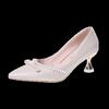 High heels women's new pointed stilettos pearl satin light mouth single shoes women