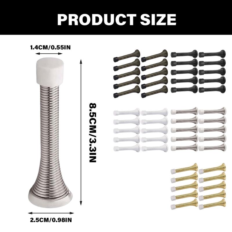 US Type Heavy Duty Spring Door Stop Set 85mm Multifunction Use Spring Door Stoppers Collection Set In Homes Offices & Hotel