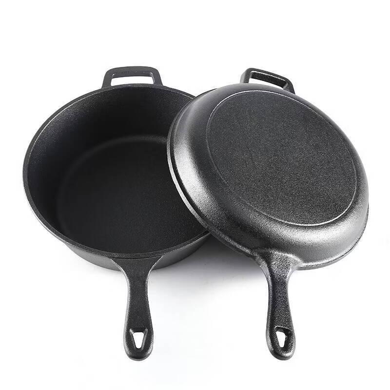 ZISIZ 22cm Cast Iron Dual-Use Frying & Stew Pot