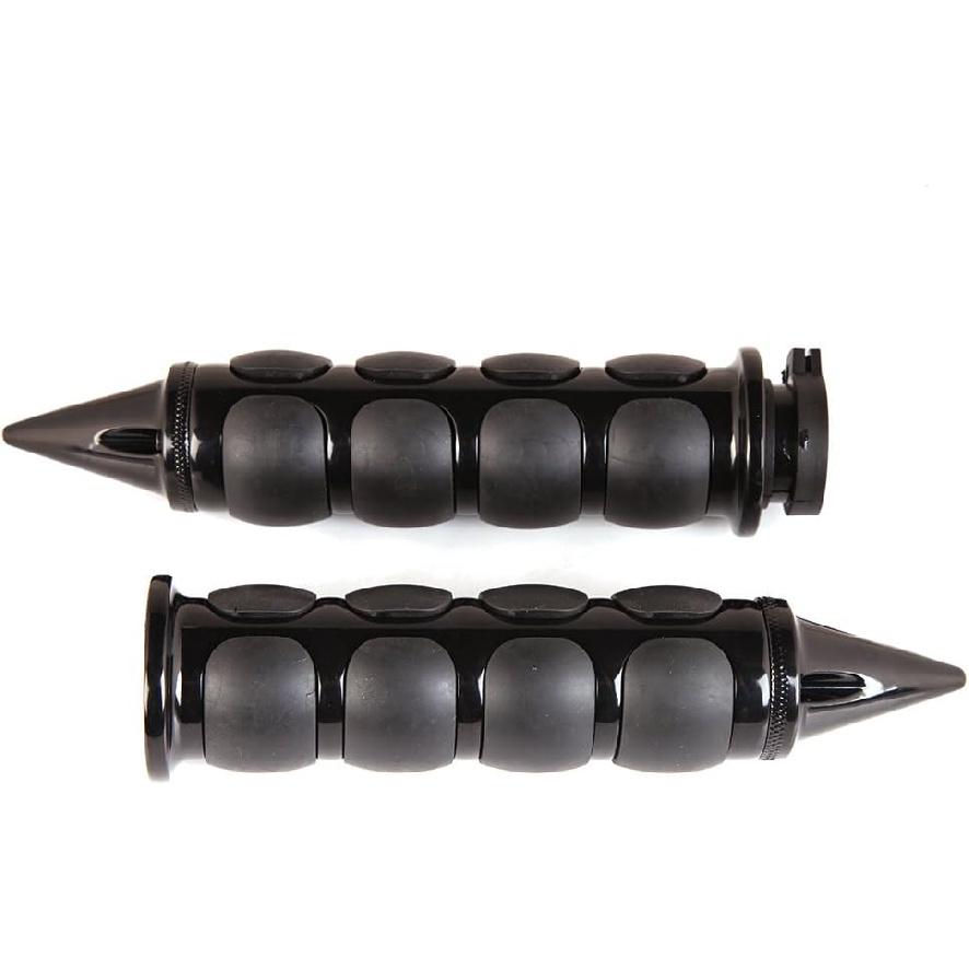 Pair Of 1" Dual Black Motorcycle Bar End Hand Grips Handlebar For Cruisers Harley Yamaha Suzuki