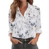 Blumenmuster Damenhemden Langarm Revers Lässig Frühling Herbst Elegante Oberteile Pendlerstil Bluse Damenhemd