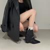 Retro Style Pointed Pleated Piled Boots 2025 Autumn and Winter New High-heeled Medium Boots Women's Versatile Thick-heeled Knight Boots
