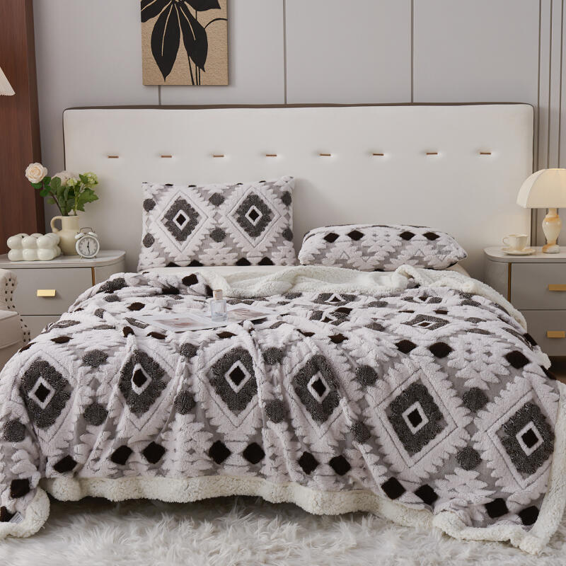 Bohemian Jacquard Taffy Fleece Blanket - Luxe Flannel Warm Throw for Office Nap & Home Decor