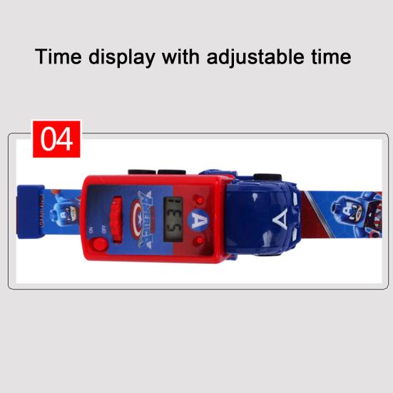 Kids Projection Toy Random 6 Patterns Pull-back Function Detachable Cartoon Creative Entertainment ABS Iron Man Projection Watch Child Toy