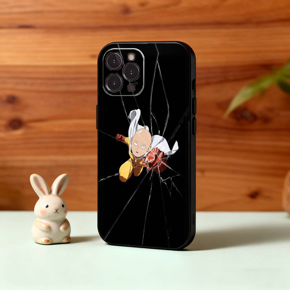 One P-Punch Anime S-Saitama M-Man Phone Case For iPhone17 16 15 14 13 12 11 Pro Max Plus,5G Soft Black Case