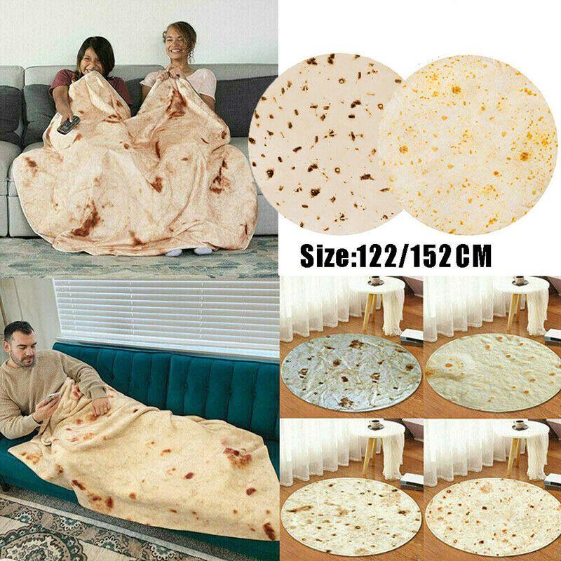 Burrito Round Taco Tortilla Shaped Blanket Soft Floor Wrap Throw Blanket