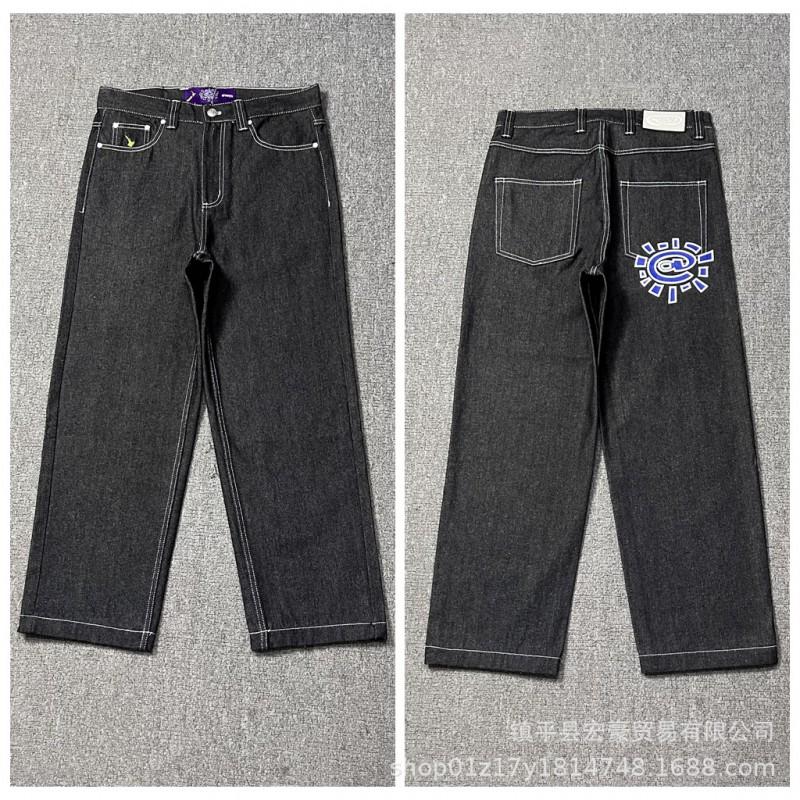 Unisex Streetwear Printed Straight Fit Denim Jeans Loose Comfortable Cotton Pants Casual Wear