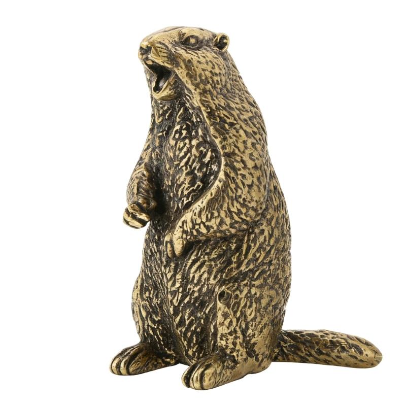 

Antique Solid Metal Screaming Groundhog Statue Standing Animal Figurine Home Office Decoration Landscape Accessories 1