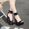 Fashion High Heels Sandals Women 2025 Summer Black Stiletto Modern Shoes Fashion Sexy Peep Toe Designer Sandals Banquet Party Shoes