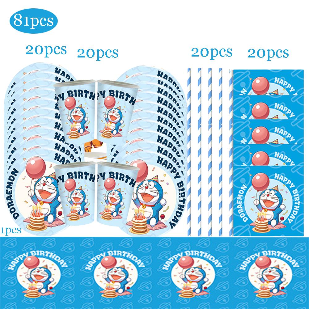 Cartoon Doraemoned Birthday Party Decor GameCartoon Dor Disposable Tableware Cake Topper Kids Boy Party Supplies Baby Shower Toy