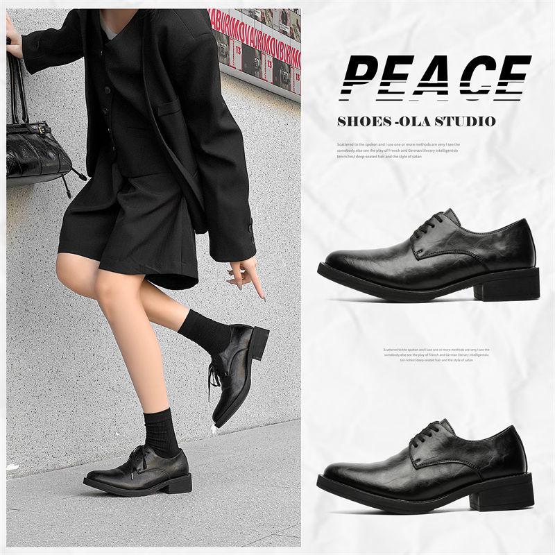 

Height-Boosting Chunky Pointed-Toe Derby Shoes 38