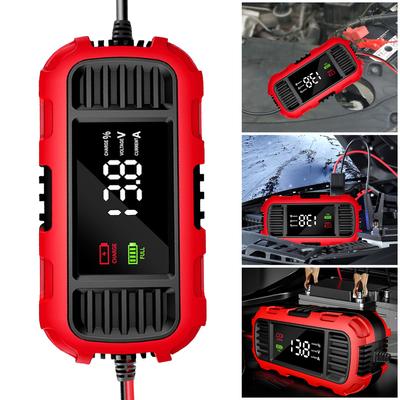 12V 2A Car Battery Charger Digital Display Motorcycle Battery Charger Smart Battery Charging Tool for Motorcycle Batteries