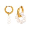 Luxury Minimalist Freshwater Pearl Earrings for Women: French Style, Real Gold Plated, Non-Fading