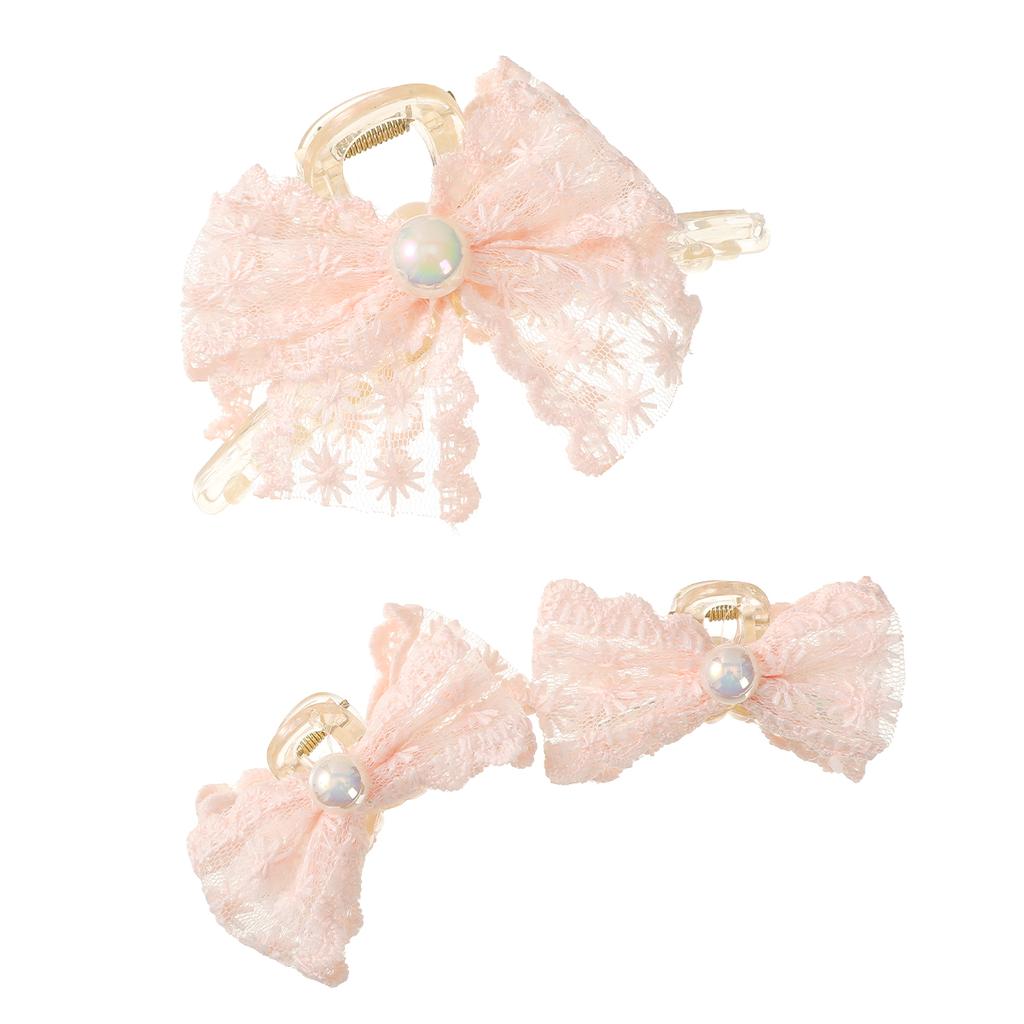 AWAYTR Mesh Pearl Bowknot Hair Claws Elegant Hair Clips Crab For Women Girl Gift Hair Accessories Valentine Headwear