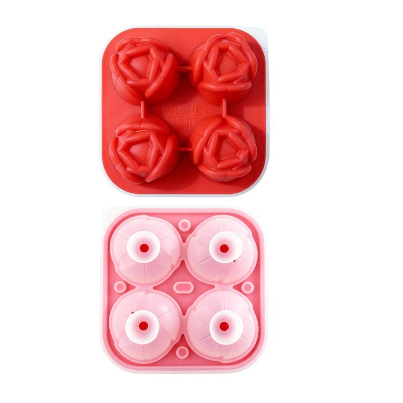 Food Grade Silicone Ice Mold with Tulips Design 4 Cavity Ice Cubes Tray Multipurpose Chocolate Dessert Crafting Mould