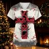 Women's Halloween V-Neck Short Sleeve Printed Caregiver Uniform Top with Pockets