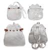 Grey Fat Cat Plush Crossbody Backpack