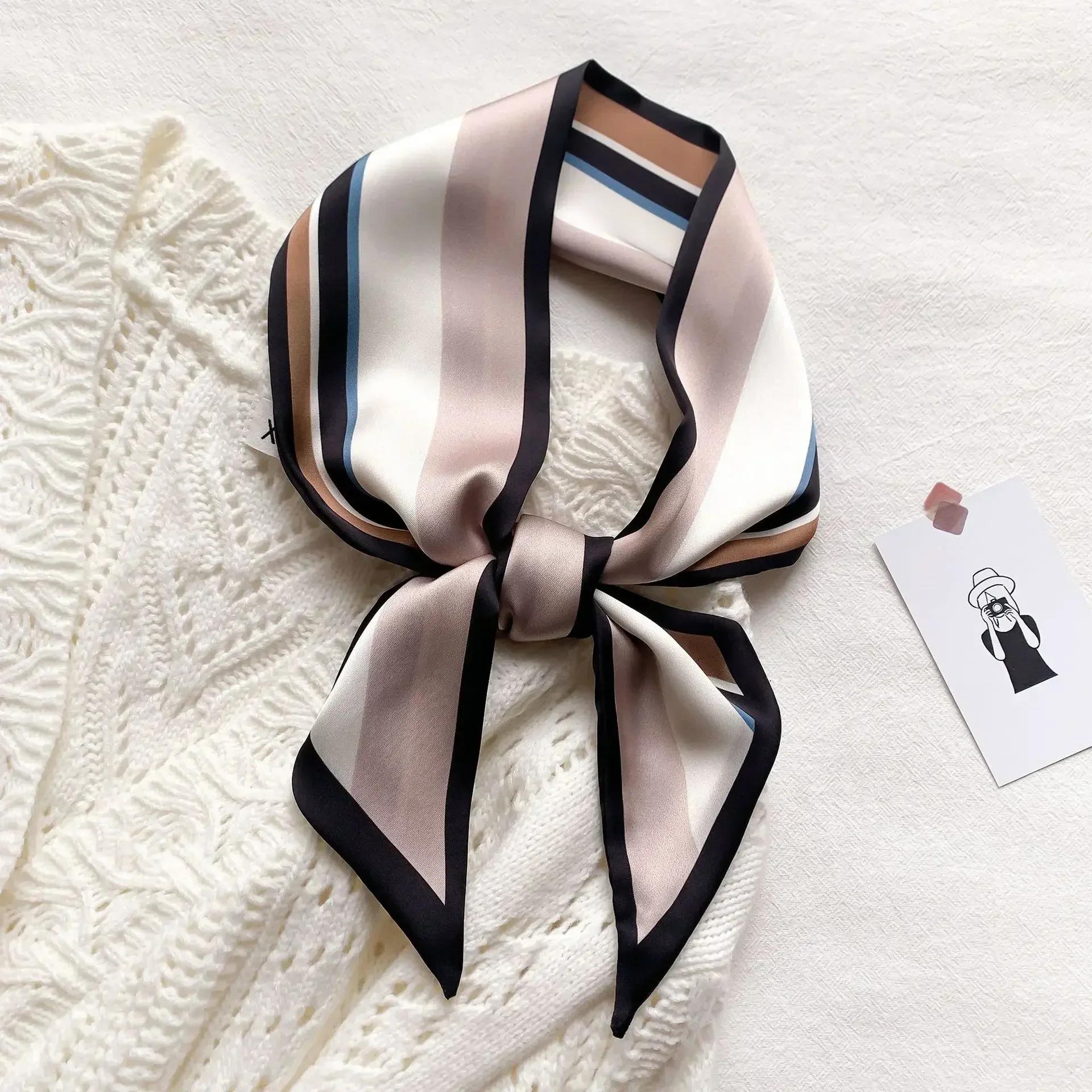 

Fashion Print Hair Ribbon Scarf Women Neck Tie Bag Scarfs Satin Silk Skinny Headscarves Ladies Foulard Floral Bands 2024 New 9.5x100cm