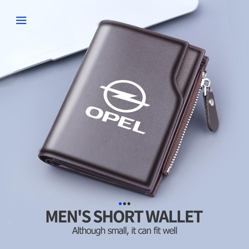 Short Wallet Zipper Coin Pocket Business Male Purses Card Holder For Opel Astra H G J Insignia Corsa Zafira Meriva Mokka
