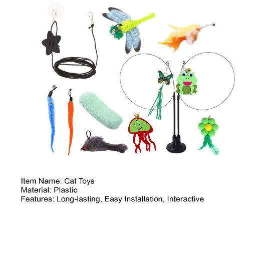 Pírková hračka pro kočky s tyčkou Interaktivní kočičí lákadlo s přísavkou 2 herní režimy Kočičí tyčková hračka pro vnitřní cvičení a zábavu