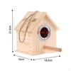Decorative Wooden Bird House Nest with Pole Breeding Box Hanging for Outdoor Garden Finch