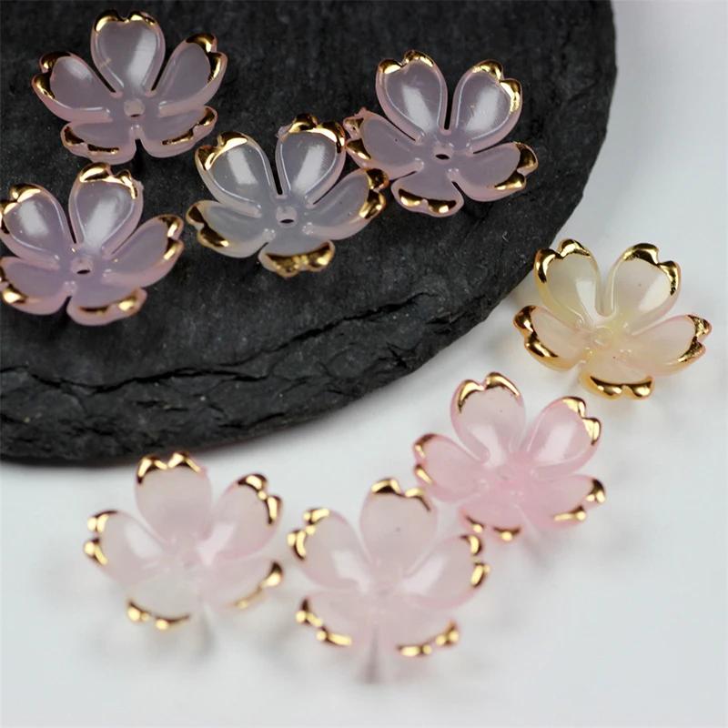 50Pcs/Lot 19MM New Torus Acrylic Flower Beads Petals Charm Connectors Diy Earrings hair Jewelry Making Resin Acessories