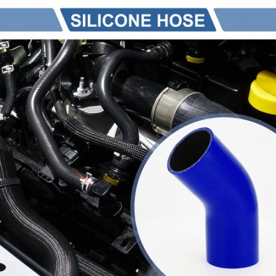 1 Set 70mm 276" ID 102mm 402" Length 45° Blue Black Car Silicone Hose