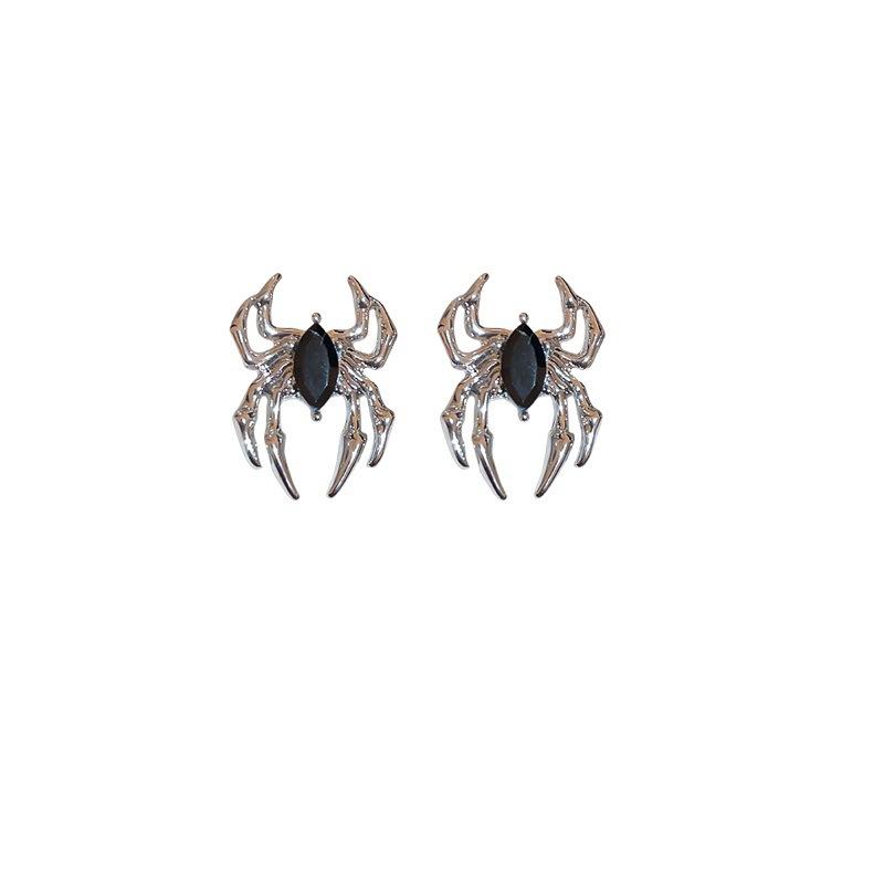 New Trendy Sweet and Cool Style Personalized Design Spider Stud Earrings, Silver Needle Niche Design Earrings Temperament Earrings