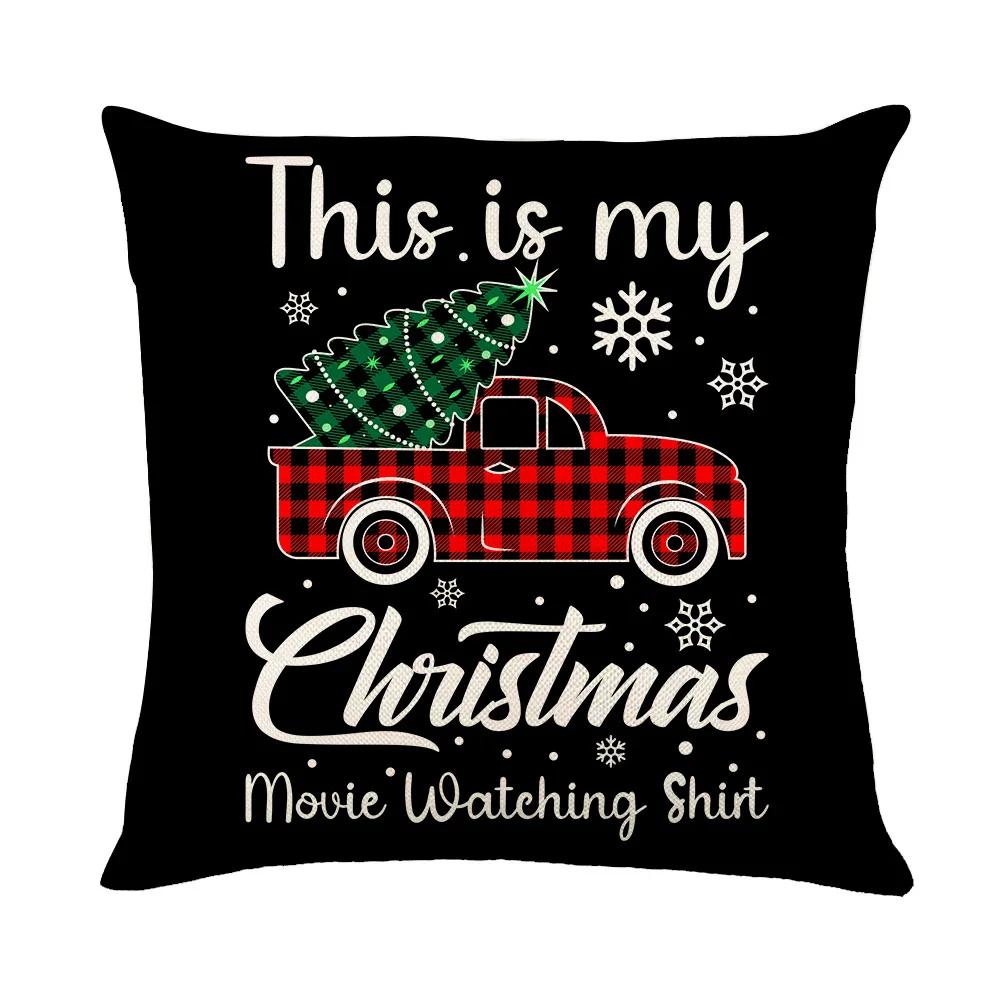 24 Year New Christmas Theme Home Linen Printed Pillow Cover, Holiday Car Pillow, Sofa Pillow, Cushion