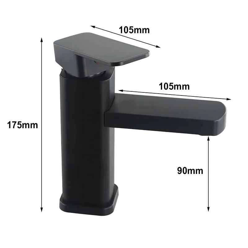 Bathroom single hole sink plastic hot and cold faucet, deck mounted washbasin sink bathtub square faucet