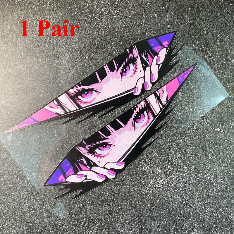1 Pair JDM Anime Girl Motorcycle Waterproof Sticker for Motorcycle Helmet Fuel Tank Fairing Scooter Universal Vinyl Decals