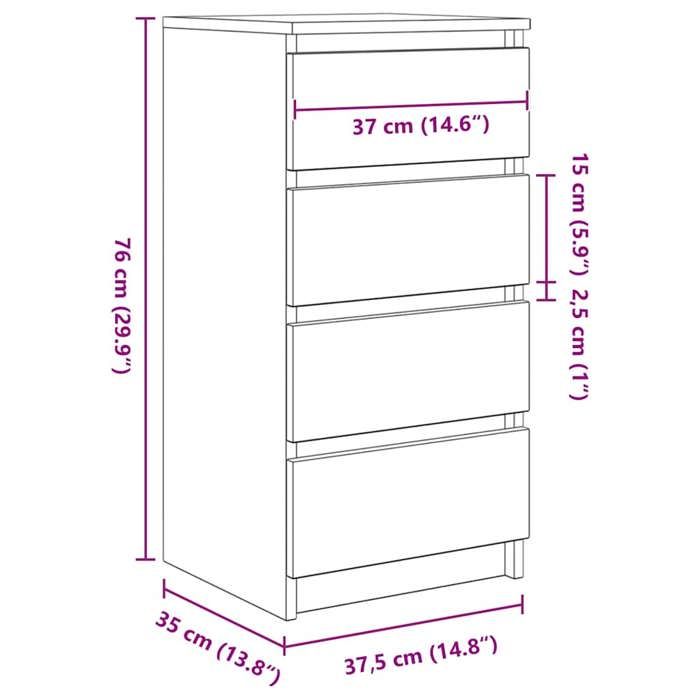 VidaXL Buffet chêne fumé 37,5x35x76 cm bois d'ingénierie, meuble de rangement, meuble de rangement de cuisine, meuble de 861755