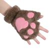 cat paw gloves for fall and winter Perfect for or cat Perfect for school cultural and other Khaki Cute, fluffy, half-finger cosplay. Halloween,