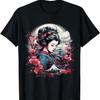 Geisha With Mount Fuji And Pagoda Cherry Blossom T-Shirt(28)