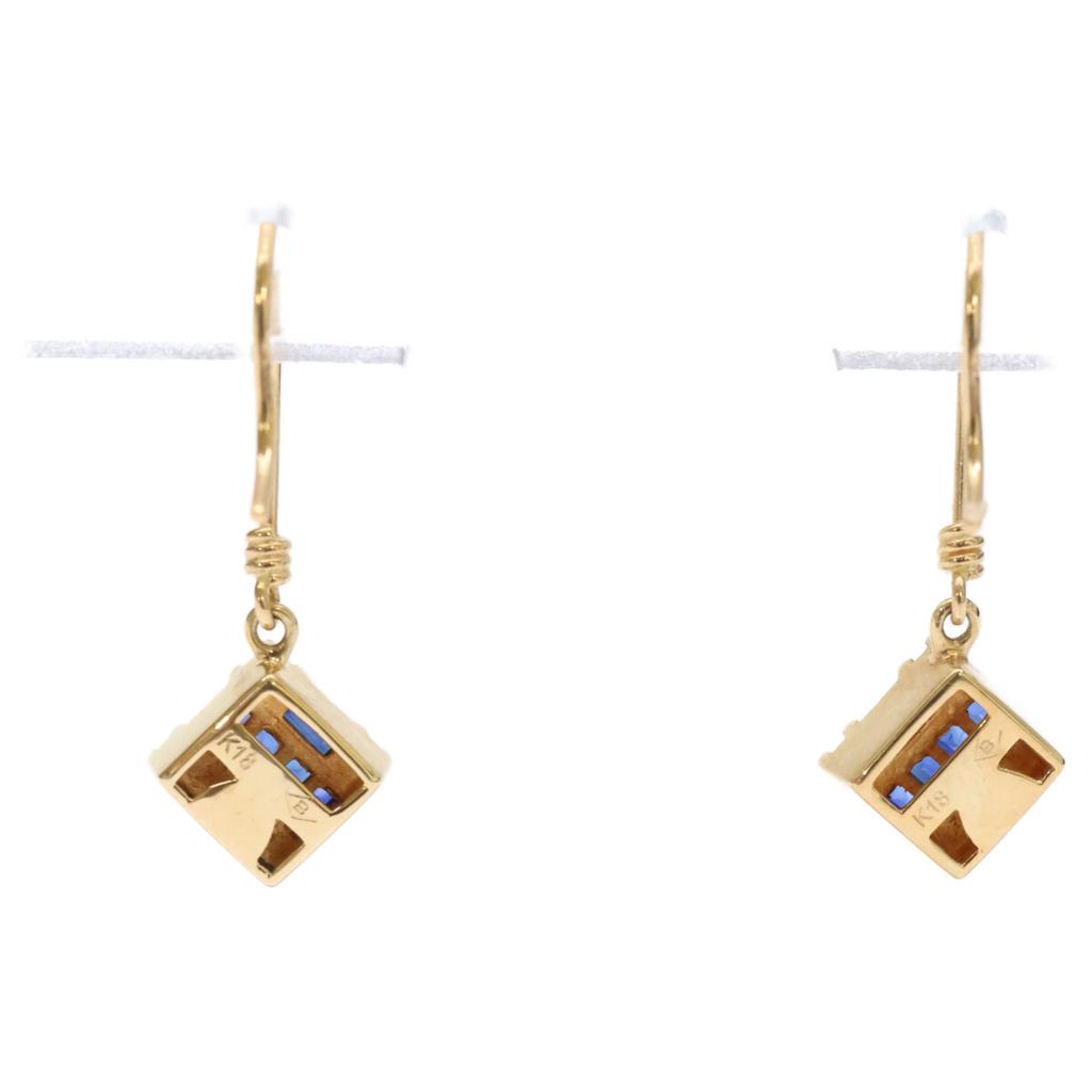 BELLESIORA K18 Square Collection Sapphire Hook Earring Yellow GoldUsed