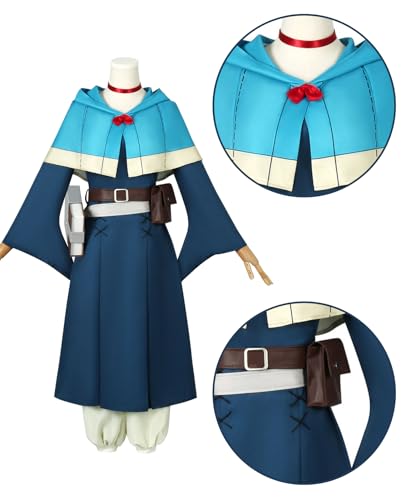 [NOKIJP] Marsil Cosplay Costume with Wig, Dungeon Meshi Cosplay, Marsil Cosplay One-Piece Dress, Dungeon Meshi Cosplay Costume for Adults, School Fest