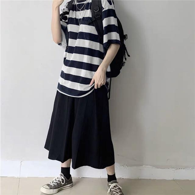 

Women T-Shirts Harajuku Goth Punk Stripe Print Short Sleeve Loose Clothes Oversized T Shirt Female Tops Hip Hop Tee Shirt XL білий