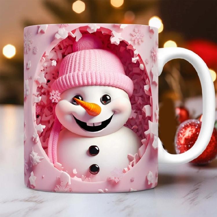 Festival Snowman Themed Ceramic Mugs Christmas Kitchenwares For Coffee Teas Dishwasher Friendly Homes Use