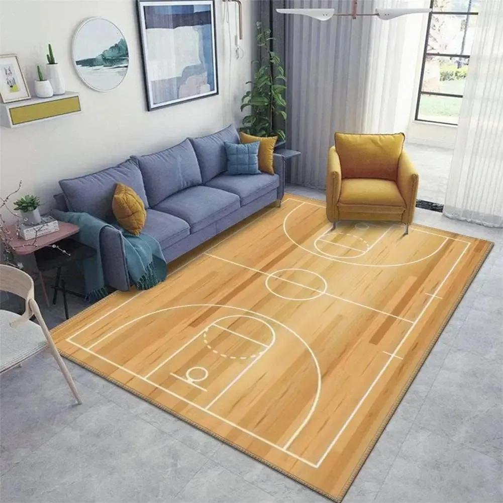 Basketball Court Frame Carpet for Children Bedroom Cartoon Kid Crawling Play Rug Non-slip Doormats Living Room Decor Floor Mat