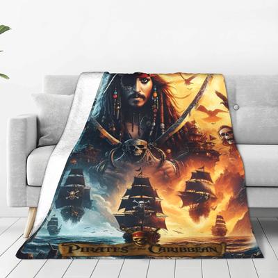 Pirates of The Caribbean Blanket Cover Flannel Jack Sparrow Moive Super Warm Throw Blankets for Outdoor Travel Bedspreads Quilt