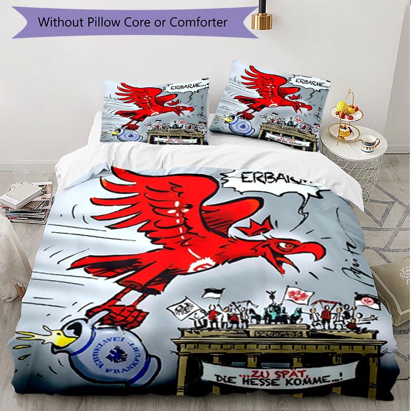 3-teiliges Bettbezug-Set (1 * Bettbezug + 2 * Kissenbezug, ohne Kern), Eintracht Frankfurt Print Weiches Ganzjahres-Bettwäscheset, Heim-Schlafzimmer-Dekoration Geschenk