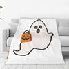 TrickorTreat Ghost Cute Halloween Ghost With Pumpkin Bag Blankets Soft Warm Flannel Throw Blanket Cover Travel Home Couch