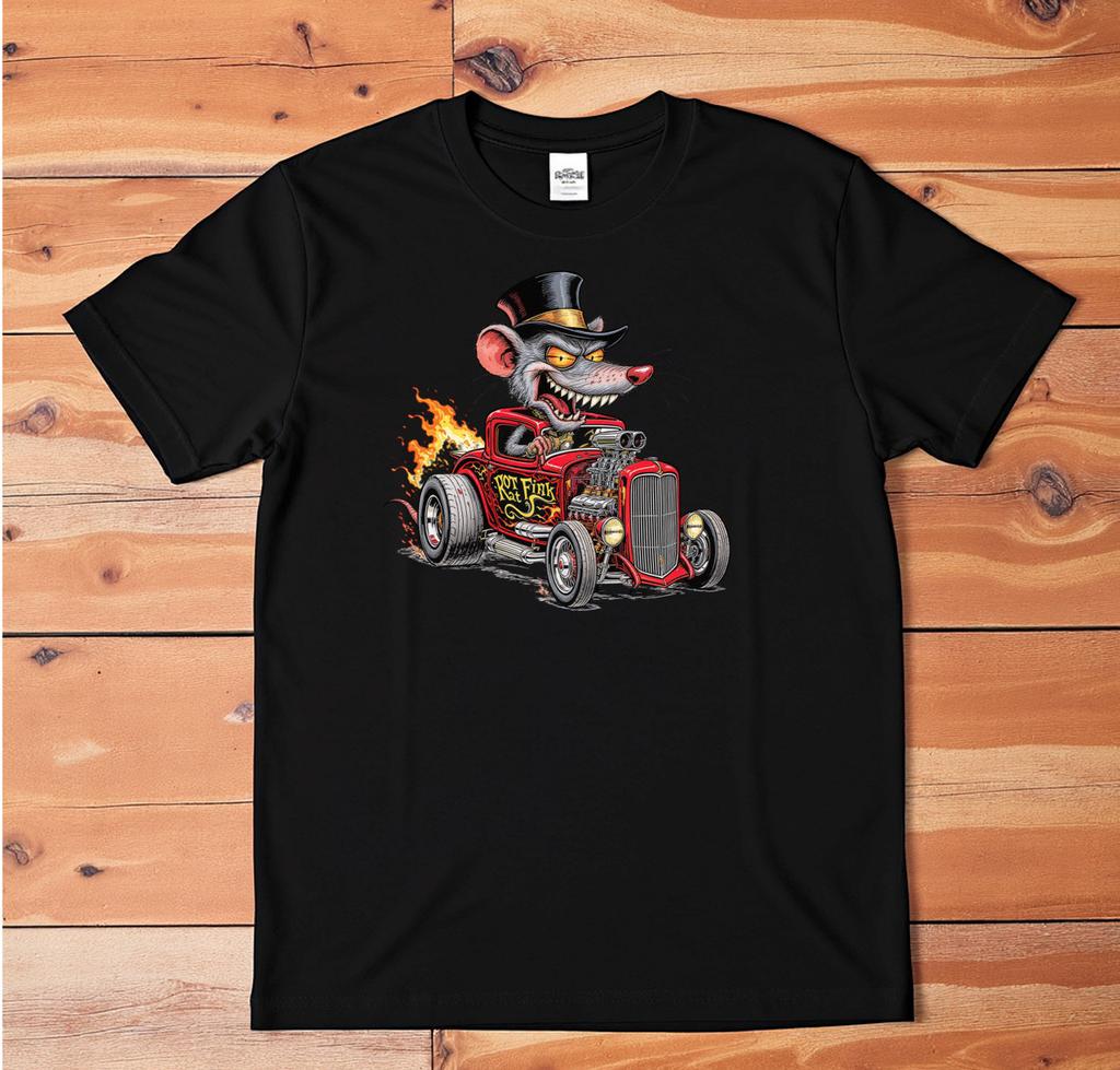 Rat Fink Hot Rod Grafik T-Shirt Weißes T-Shirt Oldtimer Cartoon Kunst Unisex