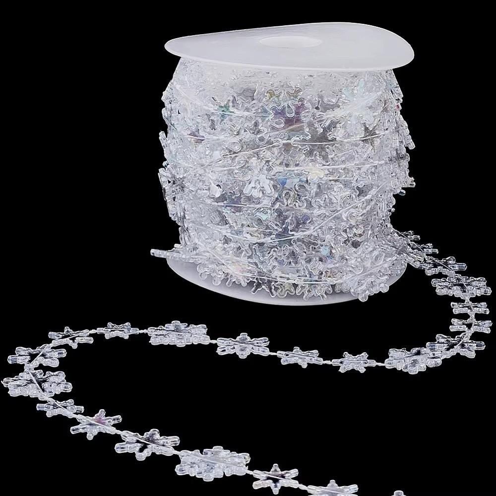 Clear Christmas Hanging Ornament 300cm Snowflake Beaded String Acrylic Bead Chain Party Decoration