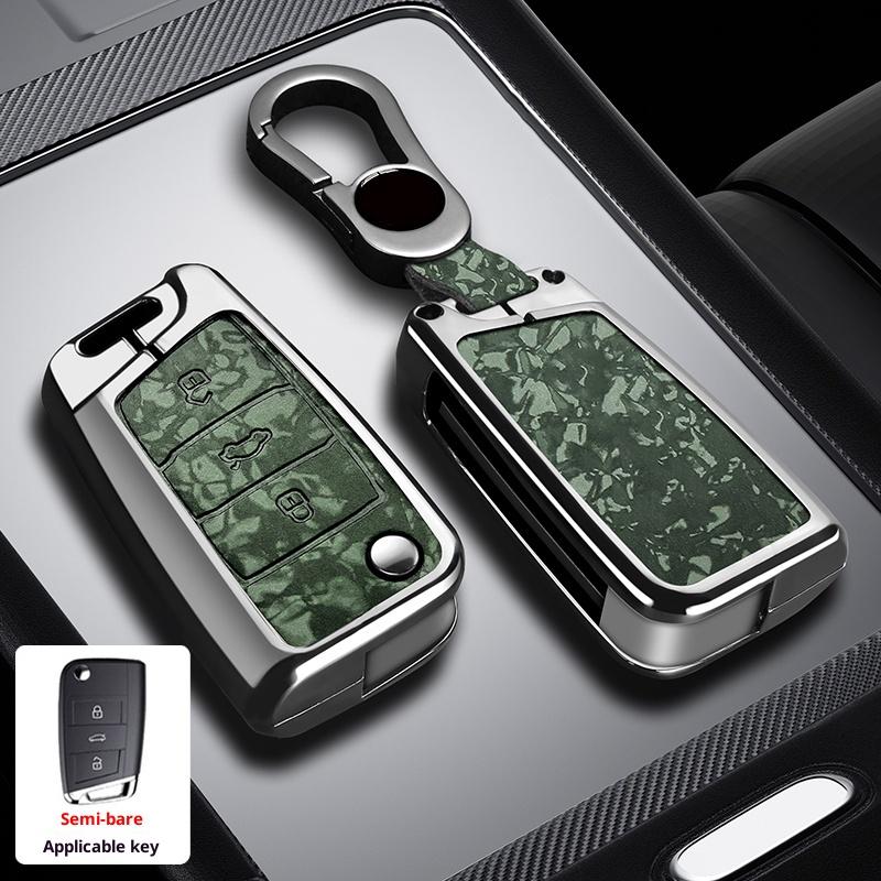 Zinc Alloy Leather Car Key Case For Volkswagen Polo Golf 7 Passat Tiguan Mk2 Beetle Ateca Caddy T5 Flap Folding Car Key Case