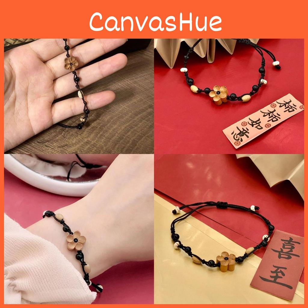 Elegant Handmade Floral Bracelet For Women Featuring Natural Stone And Wood Elements