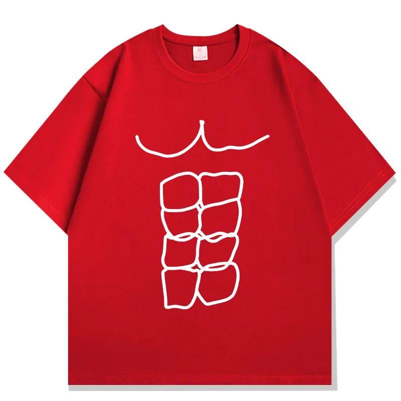 Funny Meme Tshirt Sports Top Fun Fitness Abdominal Muscle Print Tshirt Summer Casual Loose Streetwear Graphic T Shirts Unisex