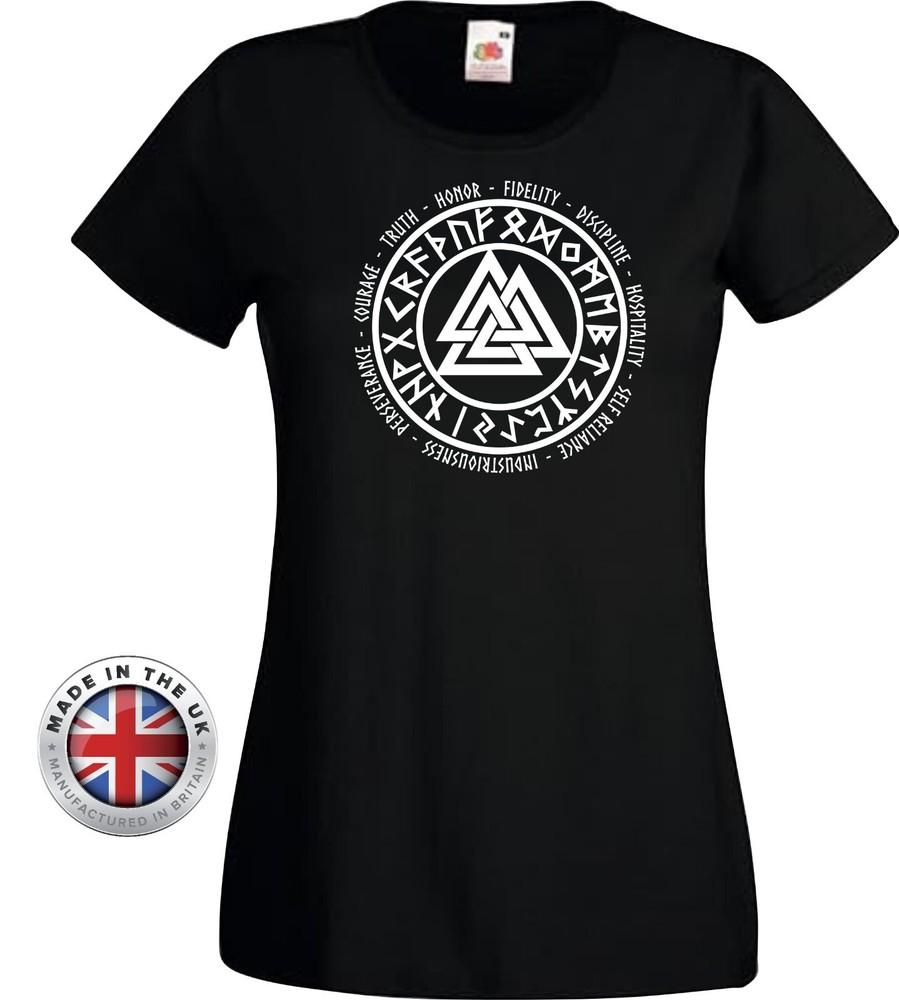 

Vikings t shirt VALKNUT viking virtue T Shirt Unisex or Women s Fitted L