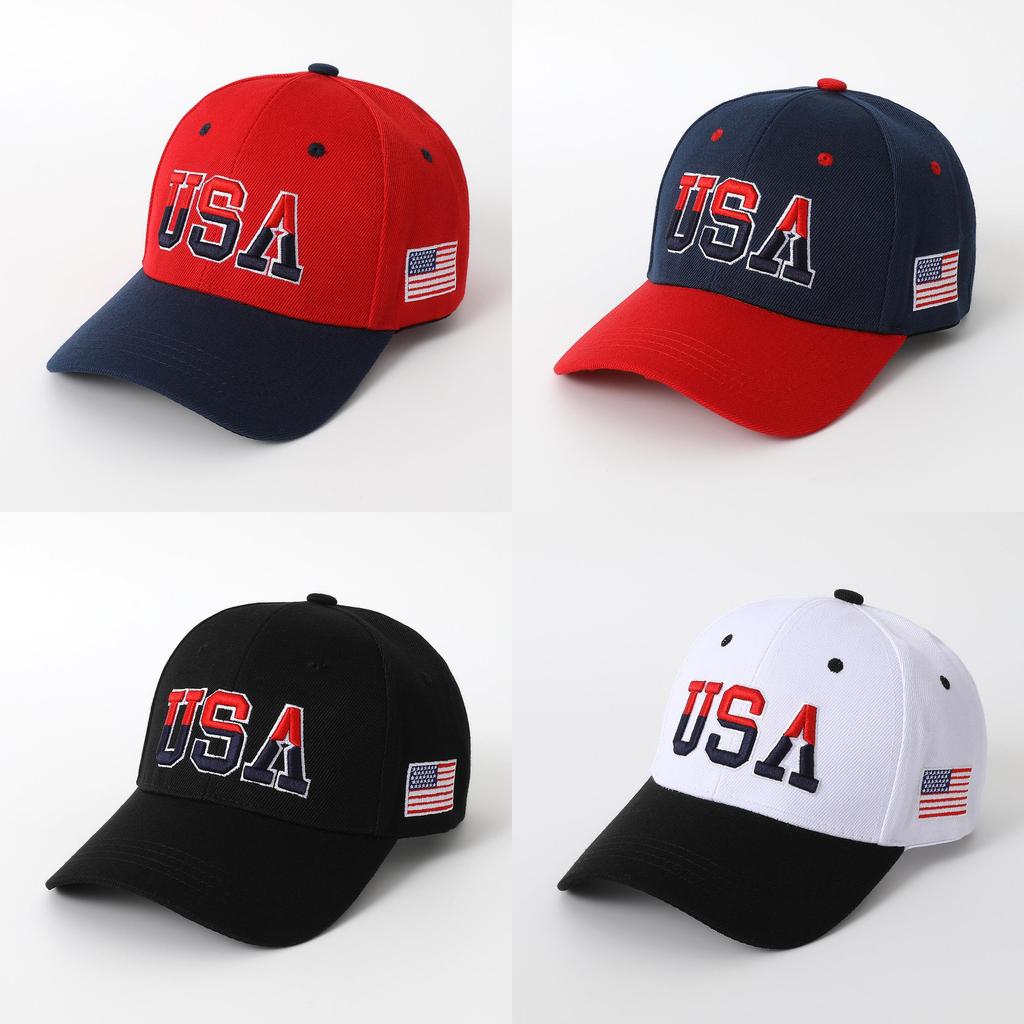 American Flag Baseball Cap With Embroidered Usa Badge For Casual Wear